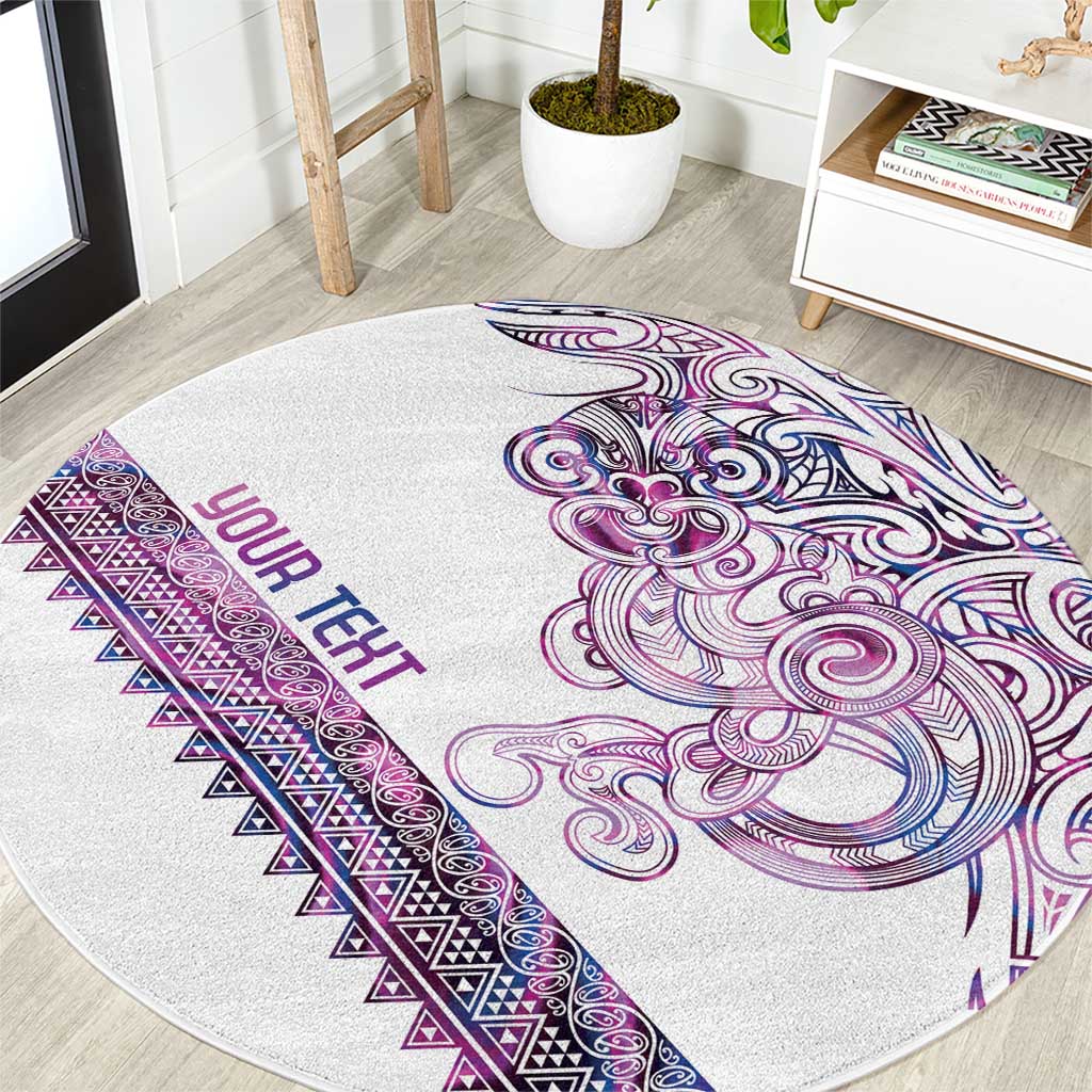 Mawhero Paua shell Kowhaiwhai Taniko Personalised Round Carpet Taniwha Maori Tribal Style