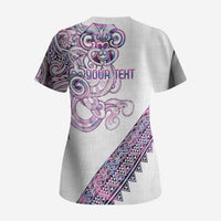 Mawhero Paua shell Kowhaiwhai Taniko Personalised Scrub Top Taniwha Maori Tribal Style