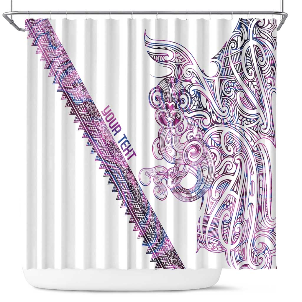 Mawhero Paua shell Kowhaiwhai Taniko Personalised Shower Curtain Taniwha Maori Tribal Style