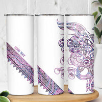 Mawhero Paua shell Kowhaiwhai Taniko Personalised Skinny Tumbler Taniwha Maori Tribal Style LT9 - Polynesian Pride