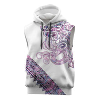 Mawhero Paua shell Kowhaiwhai Taniko Personalised Sleeveless Hoodie Taniwha Maori Tribal Style LT9 Pink - Polynesian Pride