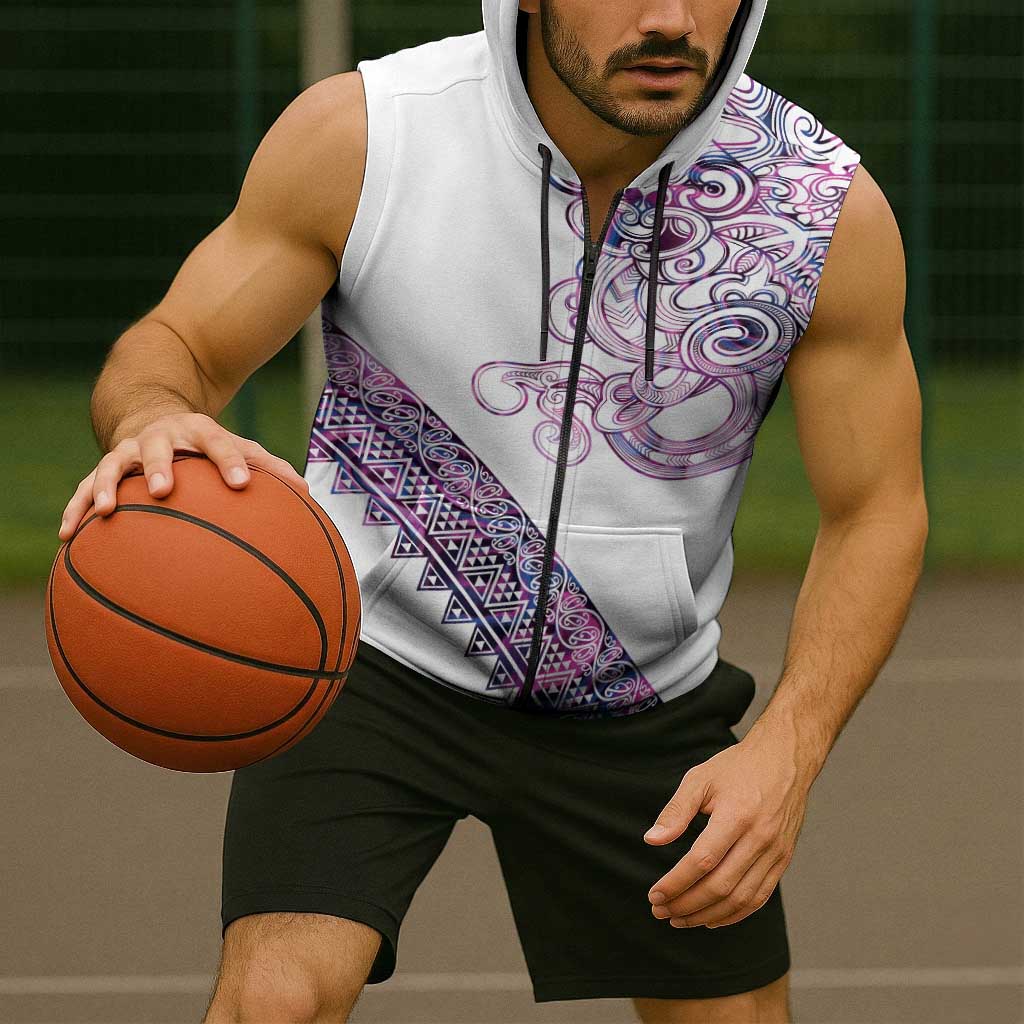 Mawhero Paua shell Kowhaiwhai Taniko Personalised Sleeveless Zip Hoodie Taniwha Maori Tribal Style LT9 - Polynesian Pride