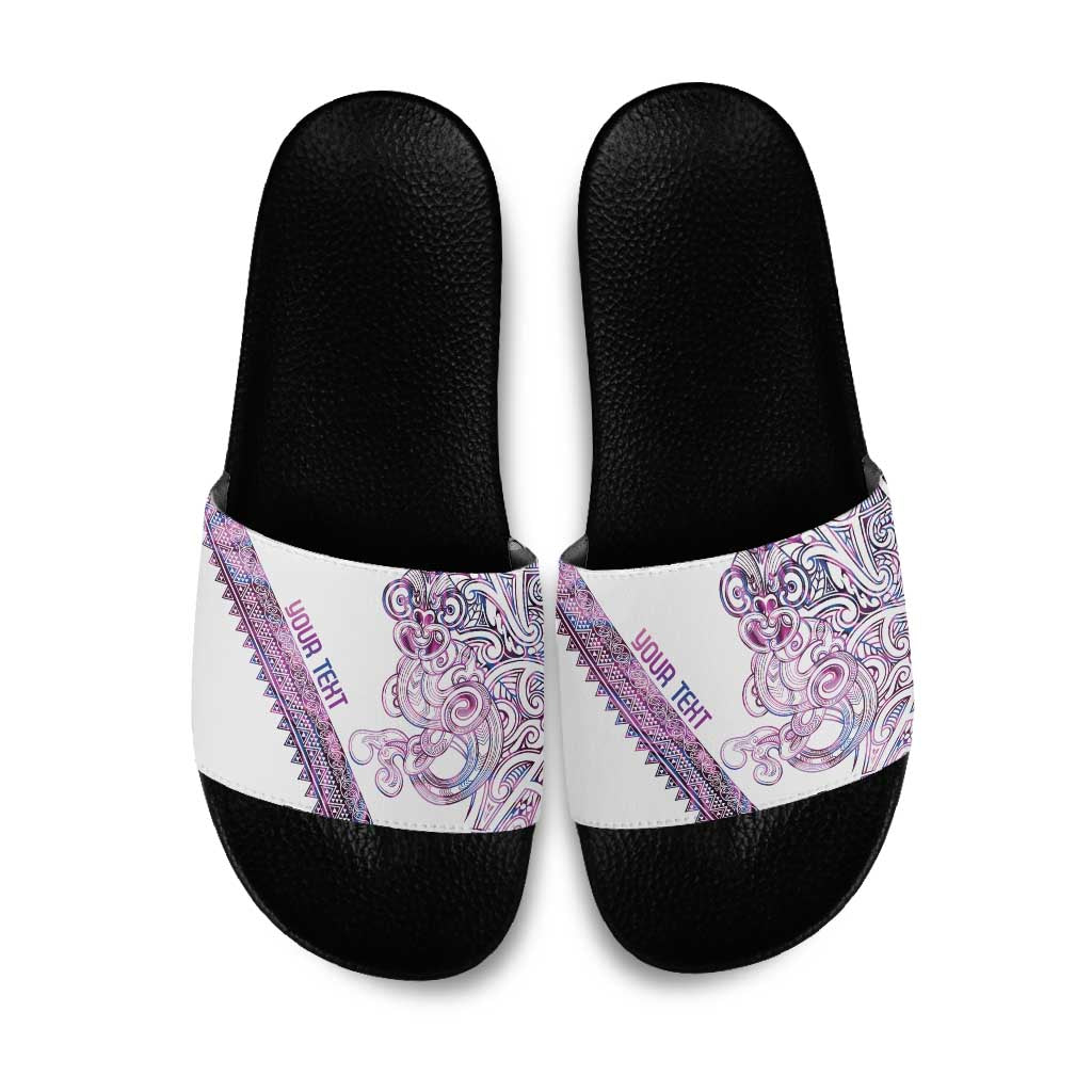 Mawhero Paua shell Kowhaiwhai Taniko Personalised Slide Sandals Taniwha Maori Tribal Style