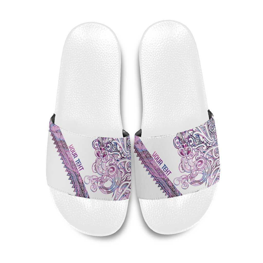 Mawhero Paua shell Kowhaiwhai Taniko Personalised Slide Sandals Taniwha Maori Tribal Style