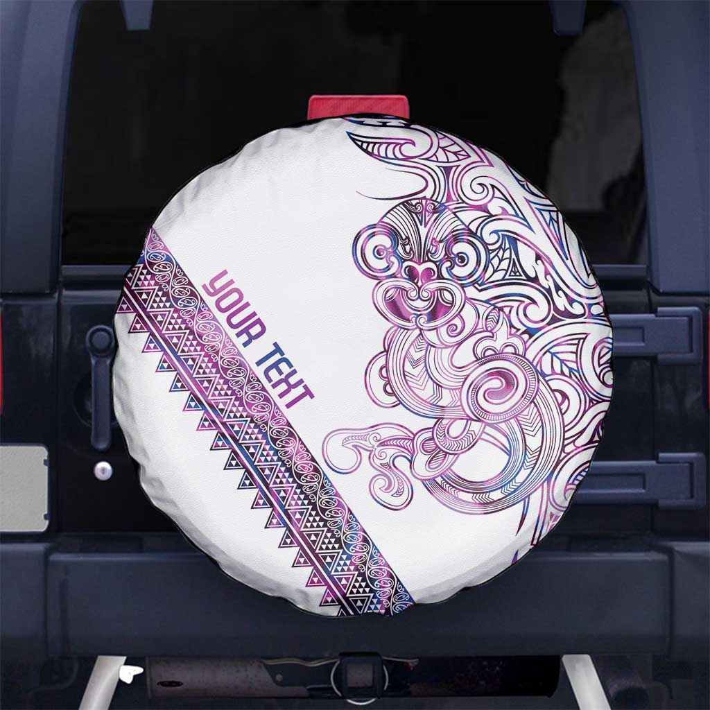 Mawhero Paua shell Kowhaiwhai Taniko Personalised Spare Tire Cover Taniwha Maori Tribal Style