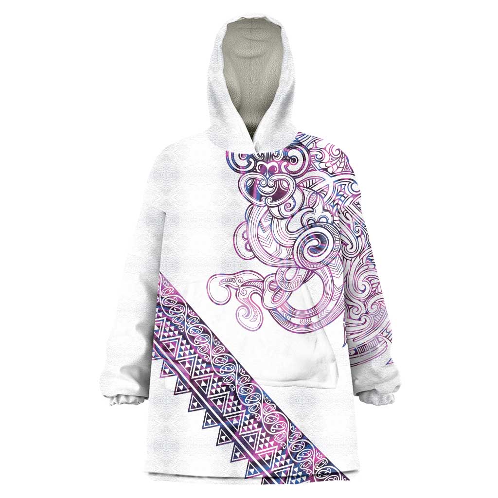 Mawhero Paua shell Kowhaiwhai Taniko Personalised Wearable Blanket Hoodie Taniwha Maori Tribal Style LT9 One Size Pink - Polynesian Pride