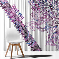 Mawhero Paua shell Kowhaiwhai Taniko Personalised Window Curtain Taniwha Maori Tribal Style
