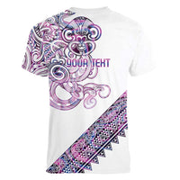 Mawhero Paua shell Kowhaiwhai Taniko Personalised Women V-Neck T-Shirt Taniwha Maori Tribal Style LT9 - Polynesian Pride