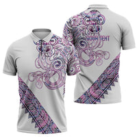 Mawhero Paua shell Kowhaiwhai Taniko Personalised Zipper Polo Shirt Taniwha Maori Tribal Style LT9 - Polynesian Pride