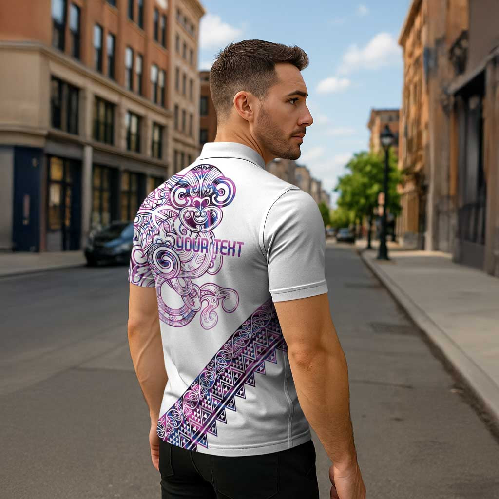 Mawhero Paua shell Kowhaiwhai Taniko Personalised Zipper Polo Shirt Taniwha Maori Tribal Style LT9 - Polynesian Pride
