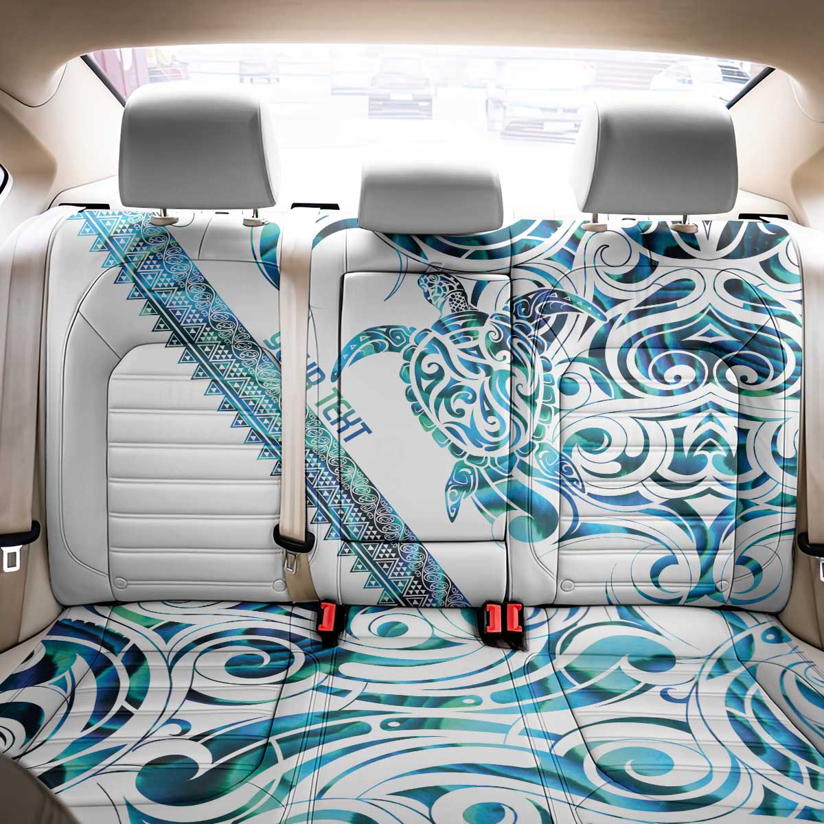 Kahui Whetu Paua shell Kowhaiwhai Taniko Personalised Back Car Seat Cover Turtle Tattoo Maori Tribal Style