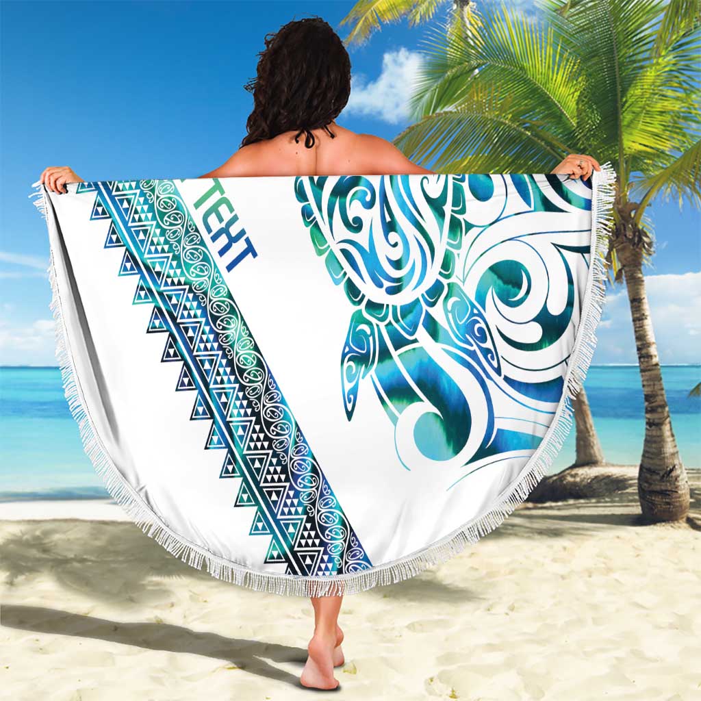 Kahui Whetu Paua shell Kowhaiwhai Taniko Personalised Beach Blanket Turtle Tattoo Maori Tribal Style