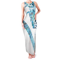 Kahui Whetu Paua shell Kowhaiwhai Taniko Personalised Family Matching Tank Maxi Dress and Hawaiian Shirt Turtle Tattoo Maori Tribal Style LT9 Mom's Dress Blue - Polynesian Pride