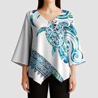 Kahui Whetu Paua shell Kowhaiwhai Taniko Personalised Kimono Sleeve Blouse Turtle Tattoo Maori Tribal Style