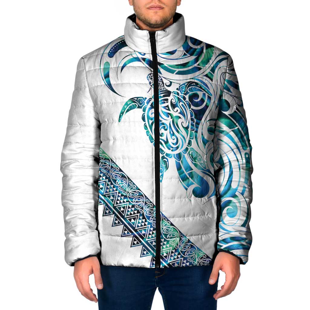 Kahui Whetu Paua shell Kowhaiwhai Taniko Personalised Padded Jacket Turtle Tattoo Maori Tribal Style