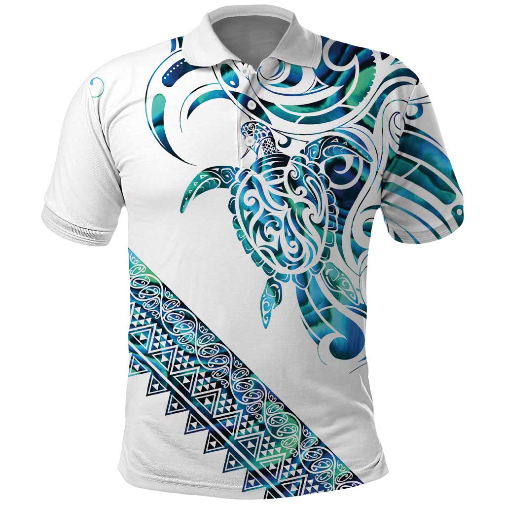 Kahui Whetu Paua shell Kowhaiwhai Taniko Personalised Polo Shirt Turtle Tattoo Maori Tribal Style