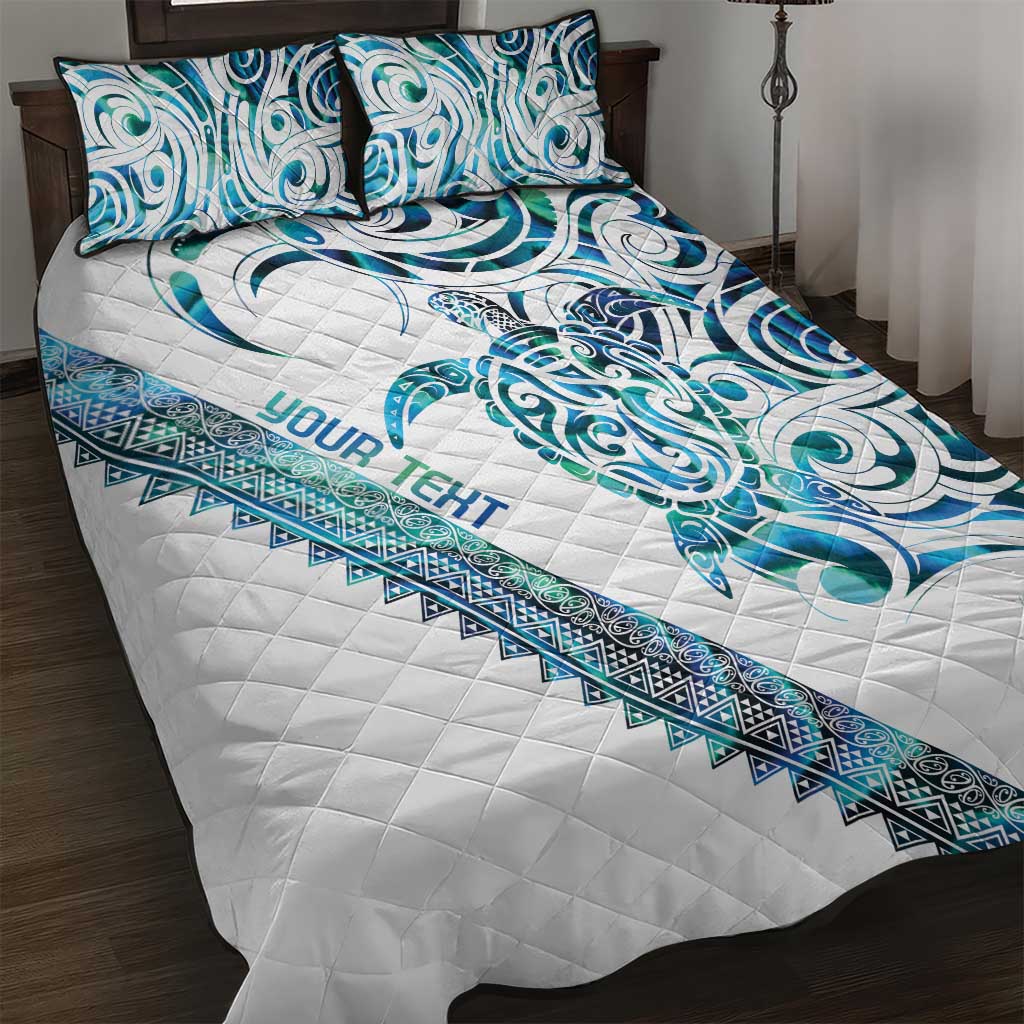 Kahui Whetu Paua shell Kowhaiwhai Taniko Personalised Quilt Bed Set Turtle Tattoo Maori Tribal Style