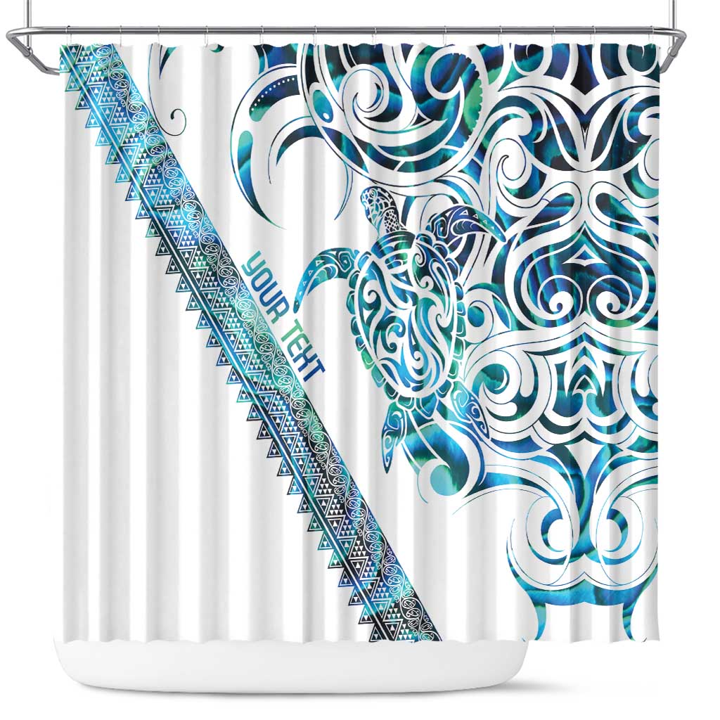 Kahui Whetu Paua shell Kowhaiwhai Taniko Personalised Shower Curtain Turtle Tattoo Maori Tribal Style