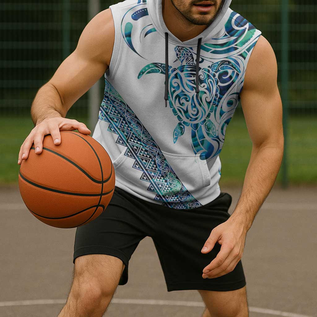 Kahui Whetu Paua shell Kowhaiwhai Taniko Personalised Sleeveless Hoodie Turtle Tattoo Maori Tribal Style