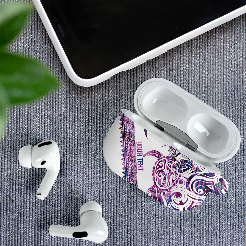 Mawhero Paua shell Kowhaiwhai Taniko Personalised AirPods Case Turtle Tattoo Maori Tribal Style
