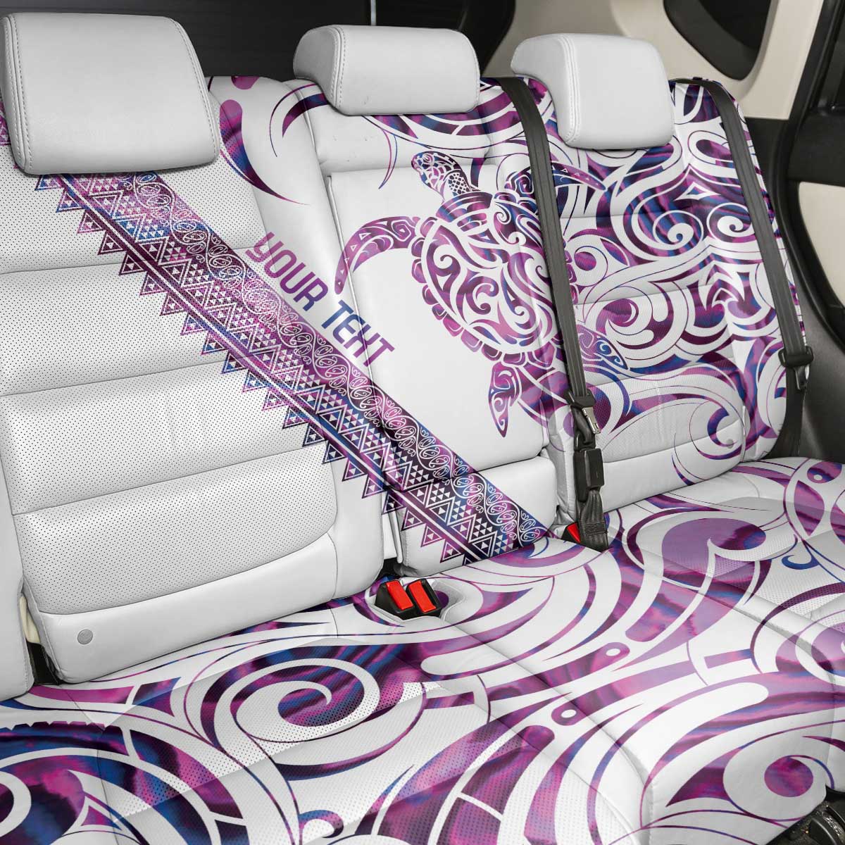 Mawhero Paua shell Kowhaiwhai Taniko Personalised Back Car Seat Cover Turtle Tattoo Maori Tribal Style