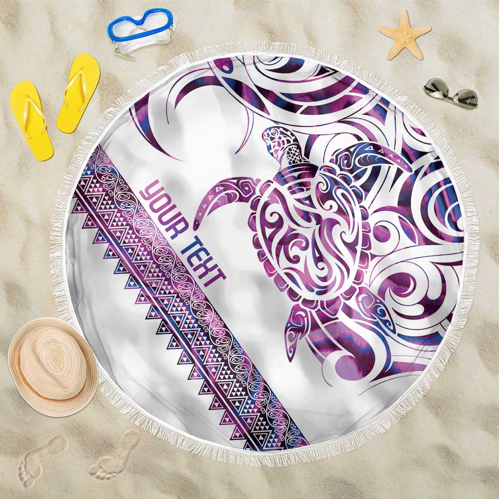 Mawhero Paua shell Kowhaiwhai Taniko Personalised Beach Blanket Turtle Tattoo Maori Tribal Style