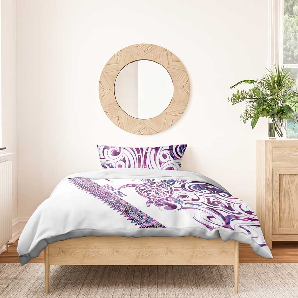 Mawhero Paua shell Kowhaiwhai Taniko Personalised Bedding Set Turtle Tattoo Maori Tribal Style