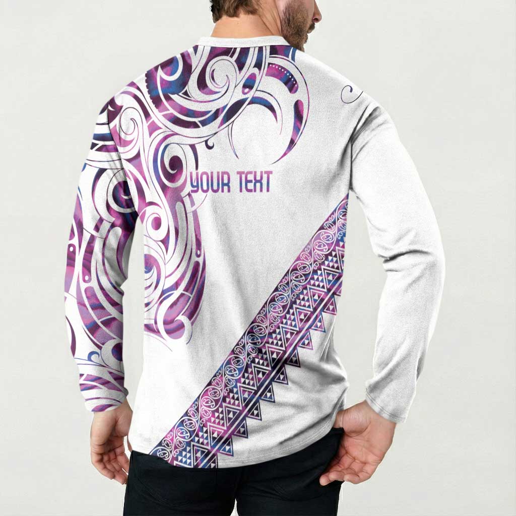 Mawhero Paua shell Kowhaiwhai Taniko Personalised Button Sweatshirt Turtle Tattoo Maori Tribal Style