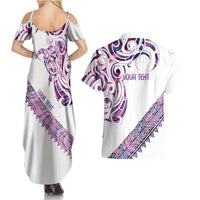 Mawhero Paua shell Kowhaiwhai Taniko Personalised Couples Matching Summer Maxi Dress and Hawaiian Shirt Turtle Tattoo Maori Tribal Style LT9 - Polynesian Pride