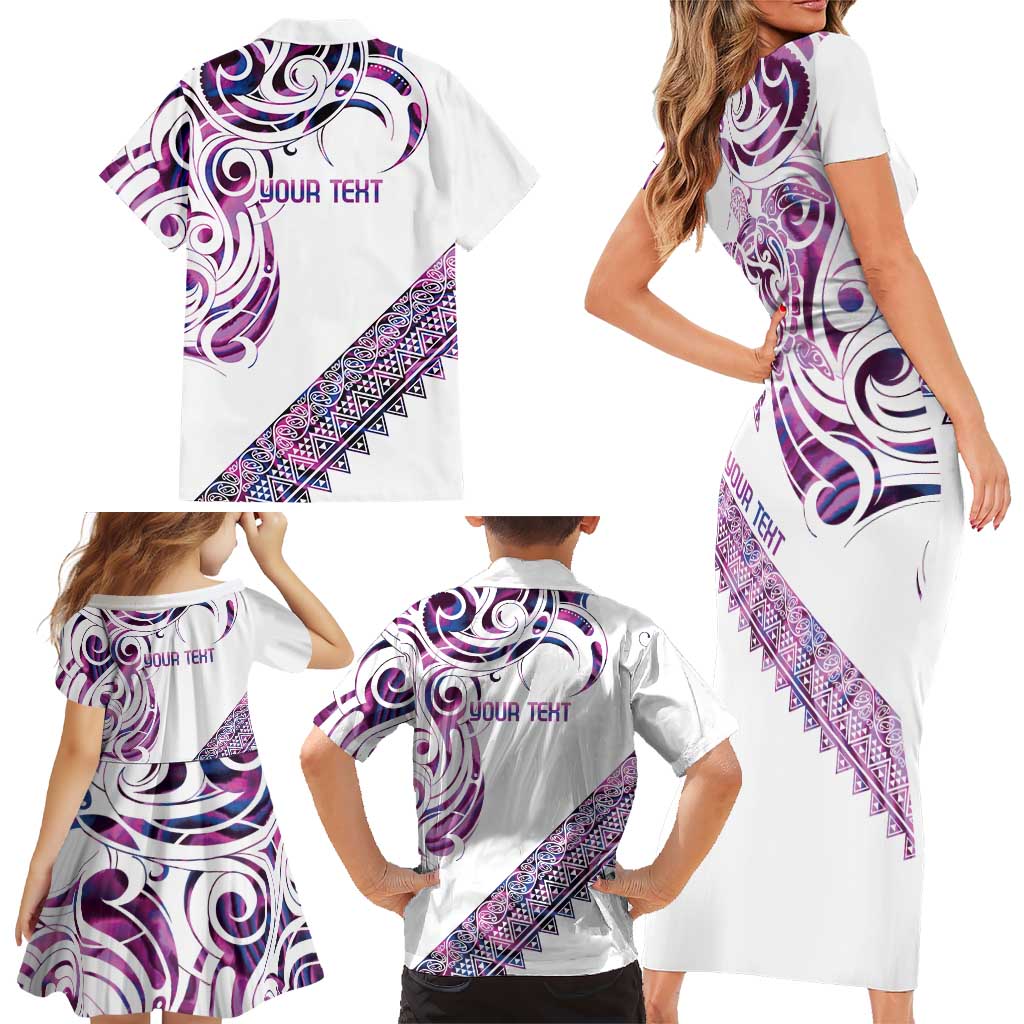 Mawhero Paua shell Kowhaiwhai Taniko Personalised Family Matching Short Sleeve Bodycon Dress and Hawaiian Shirt Turtle Tattoo Maori Tribal Style LT9 - Polynesian Pride