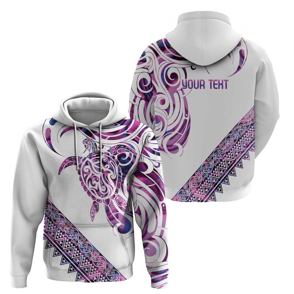 Mawhero Paua shell Kowhaiwhai Taniko Personalised Hoodie Turtle Tattoo Maori Tribal Style