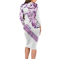 Mawhero Paua shell Kowhaiwhai Taniko Personalised Long Sleeve Bodycon Dress Turtle Tattoo Maori Tribal Style LT9 - Polynesian Pride