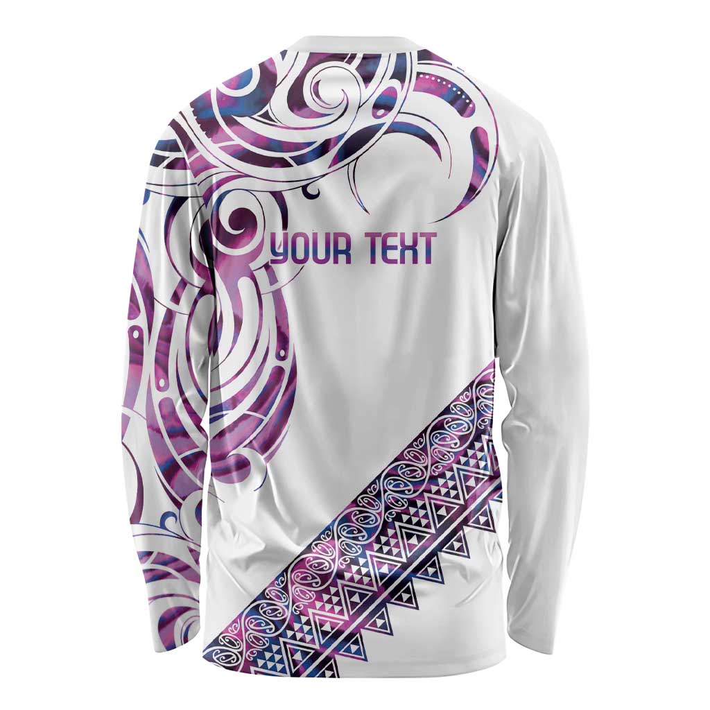 Mawhero Paua shell Kowhaiwhai Taniko Personalised Long Sleeve Shirt Turtle Tattoo Maori Tribal Style LT9 - Polynesian Pride