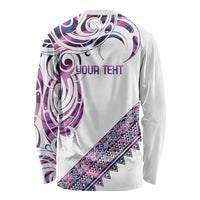 Mawhero Paua shell Kowhaiwhai Taniko Personalised Long Sleeve Shirt Turtle Tattoo Maori Tribal Style LT9 - Polynesian Pride