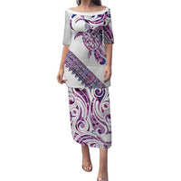 Mawhero Paua shell Kowhaiwhai Taniko Personalised Puletasi Turtle Tattoo Maori Tribal Style LT9 Long Dress Pink - Polynesian Pride