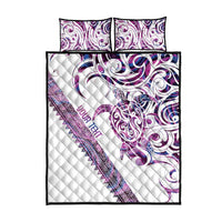 Mawhero Paua shell Kowhaiwhai Taniko Personalised Quilt Bed Set Turtle Tattoo Maori Tribal Style