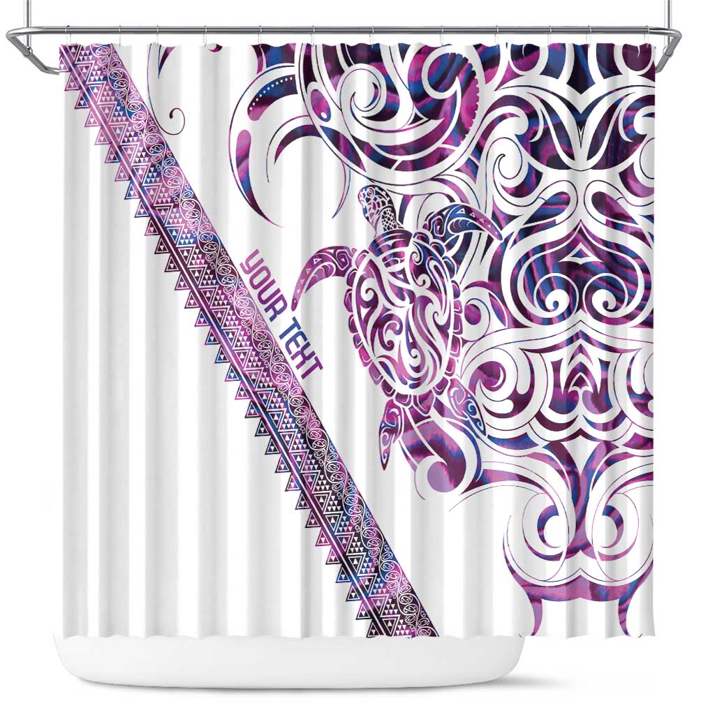 Mawhero Paua shell Kowhaiwhai Taniko Personalised Shower Curtain Turtle Tattoo Maori Tribal Style