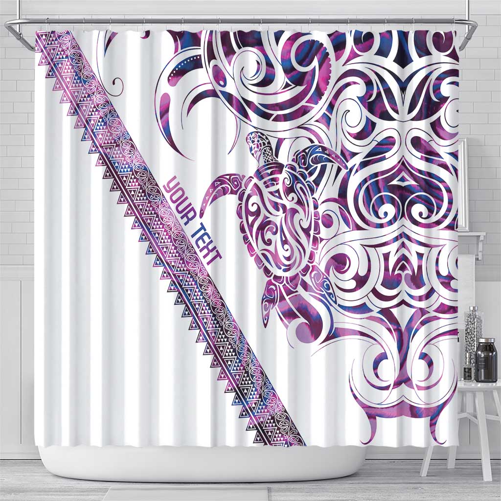 Mawhero Paua shell Kowhaiwhai Taniko Personalised Shower Curtain Turtle Tattoo Maori Tribal Style