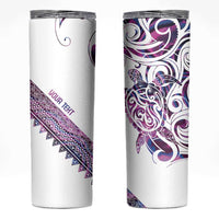Mawhero Paua shell Kowhaiwhai Taniko Personalised Skinny Tumbler Turtle Tattoo Maori Tribal Style LT9 Pink - Polynesian Pride