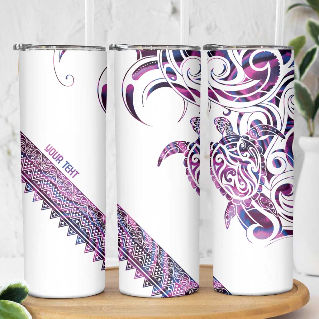 Mawhero Paua shell Kowhaiwhai Taniko Personalised Skinny Tumbler Turtle Tattoo Maori Tribal Style LT9 - Polynesian Pride