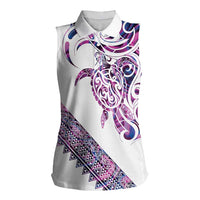 Mawhero Paua shell Kowhaiwhai Taniko Personalised Women Sleeveless Polo Shirt Turtle Tattoo Maori Tribal Style LT9 Female Pink - Polynesian Pride