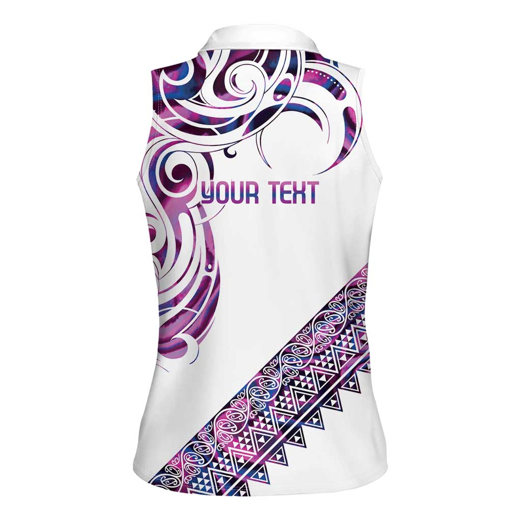 Mawhero Paua shell Kowhaiwhai Taniko Personalised Women Sleeveless Polo Shirt Turtle Tattoo Maori Tribal Style LT9 - Polynesian Pride