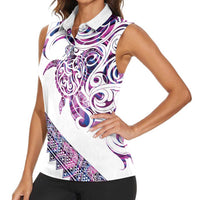 Mawhero Paua shell Kowhaiwhai Taniko Personalised Women Sleeveless Polo Shirt Turtle Tattoo Maori Tribal Style LT9 - Polynesian Pride