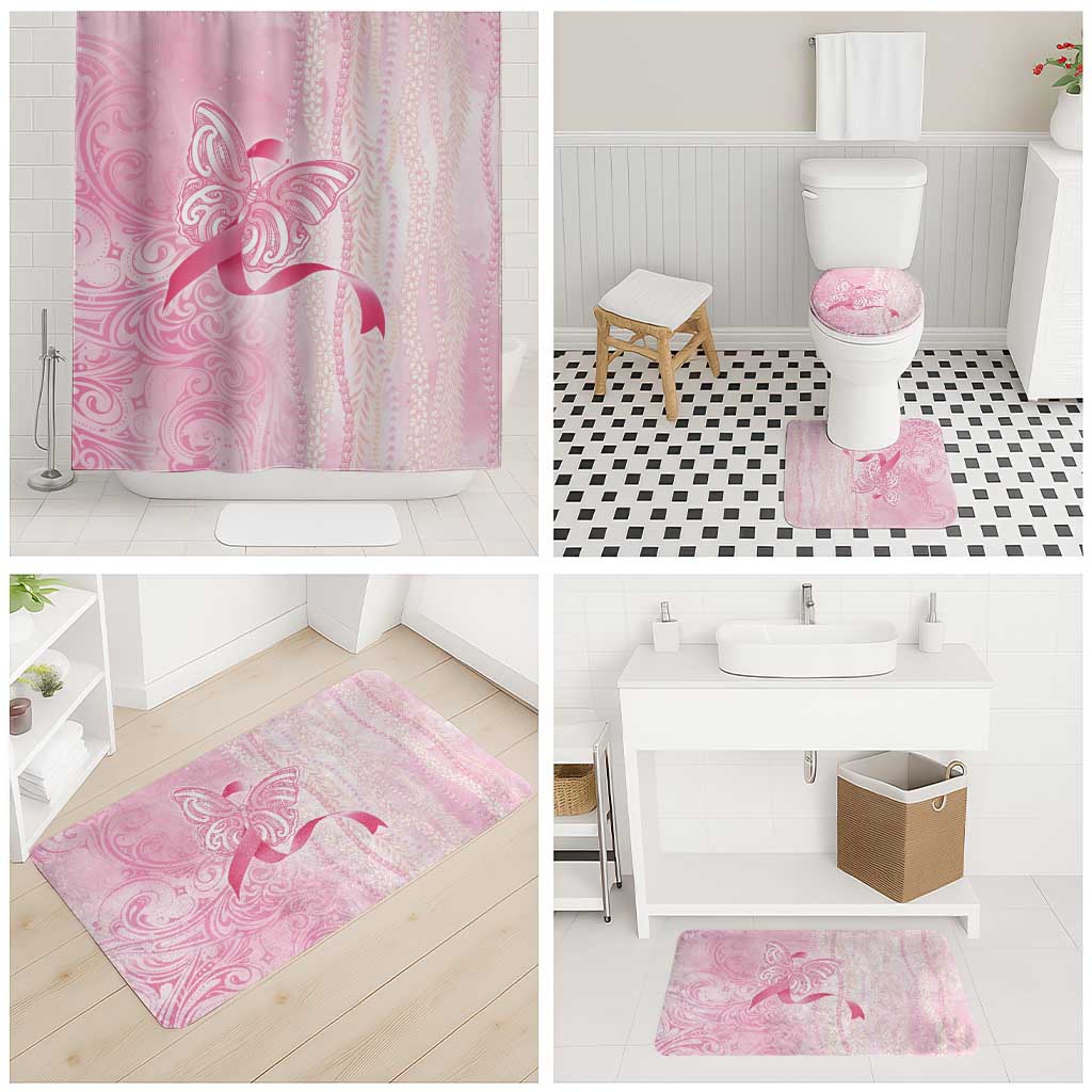 Breast Cancer Awareness Bathroom Set Maile Pikake Lokelani Crown Flower Lei Inspired