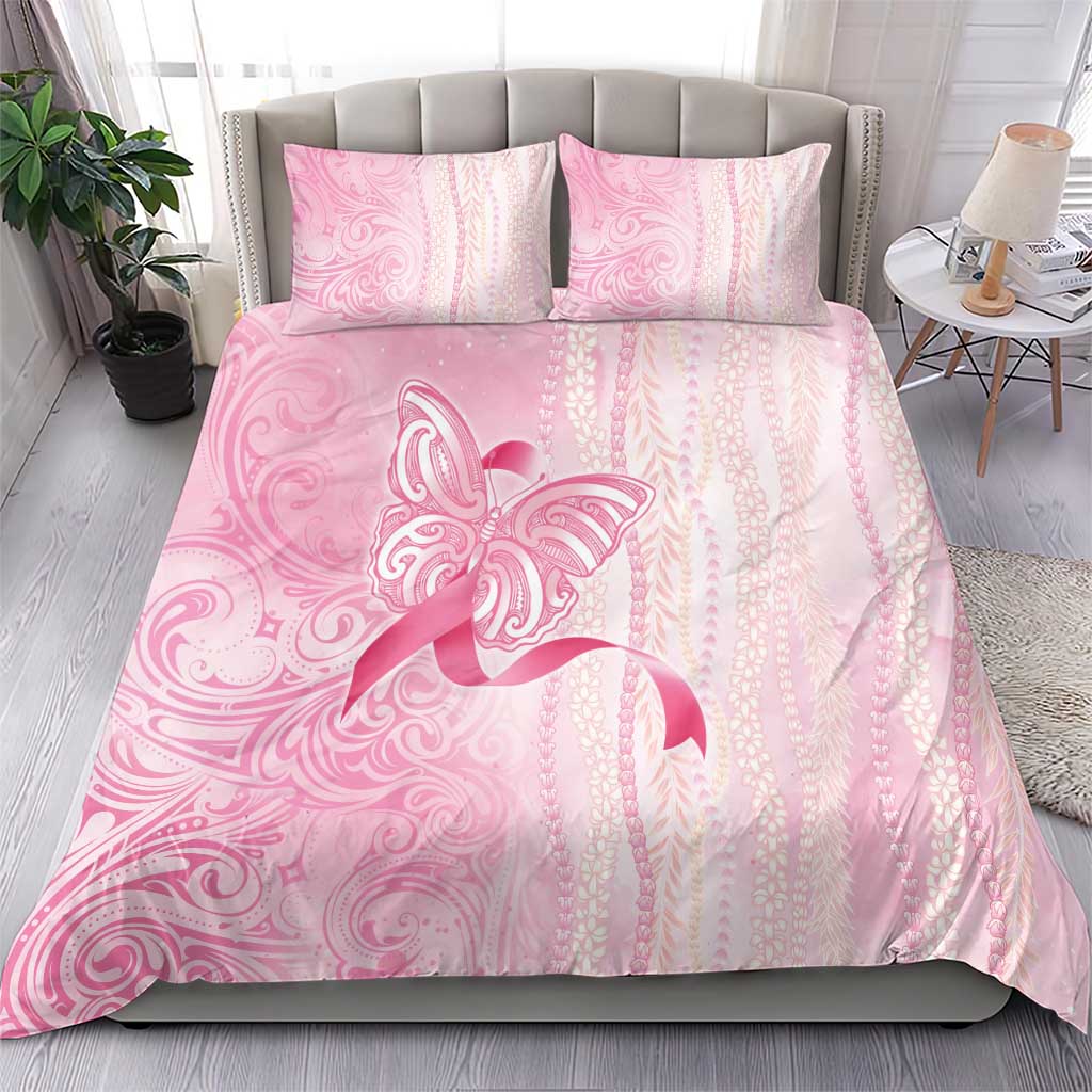 Breast Cancer Awareness Bedding Set Maile Pikake Lokelani Crown Flower Lei Inspired