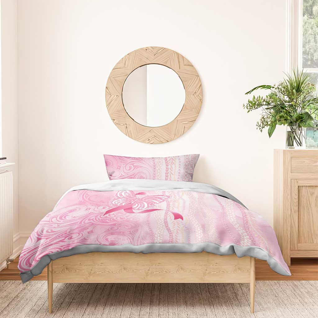 Breast Cancer Awareness Bedding Set Maile Pikake Lokelani Crown Flower Lei Inspired