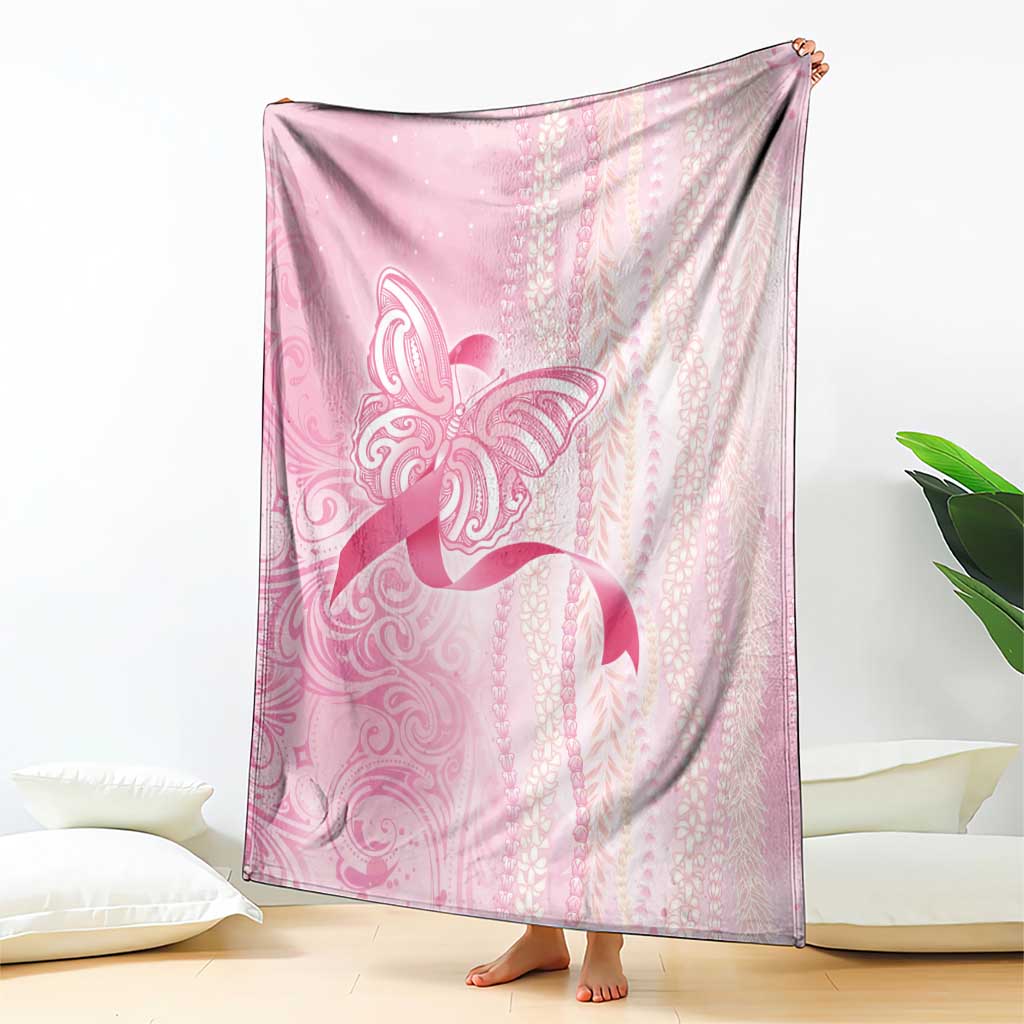 Breast Cancer Awareness Blanket Maile Pikake Lokelani Crown Flower Lei Inspired