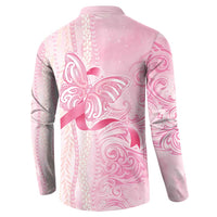 Breast Cancer Awareness Button Sweatshirt Maile Pikake Lokelani Crown Flower Lei Inspired