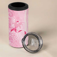 Breast Cancer Awareness 4 in 1 Can Cooler Tumbler Maile Pikake Lokelani Crown Flower Lei Inspired LT9 - Polynesian Pride