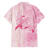 Breast Cancer Awareness Family Matching Off The Shoulder Long Sleeve Dress and Hawaiian Shirt Maile Pikake Lokelani Crown Flower Lei Inspired LT9 - Polynesian Pride